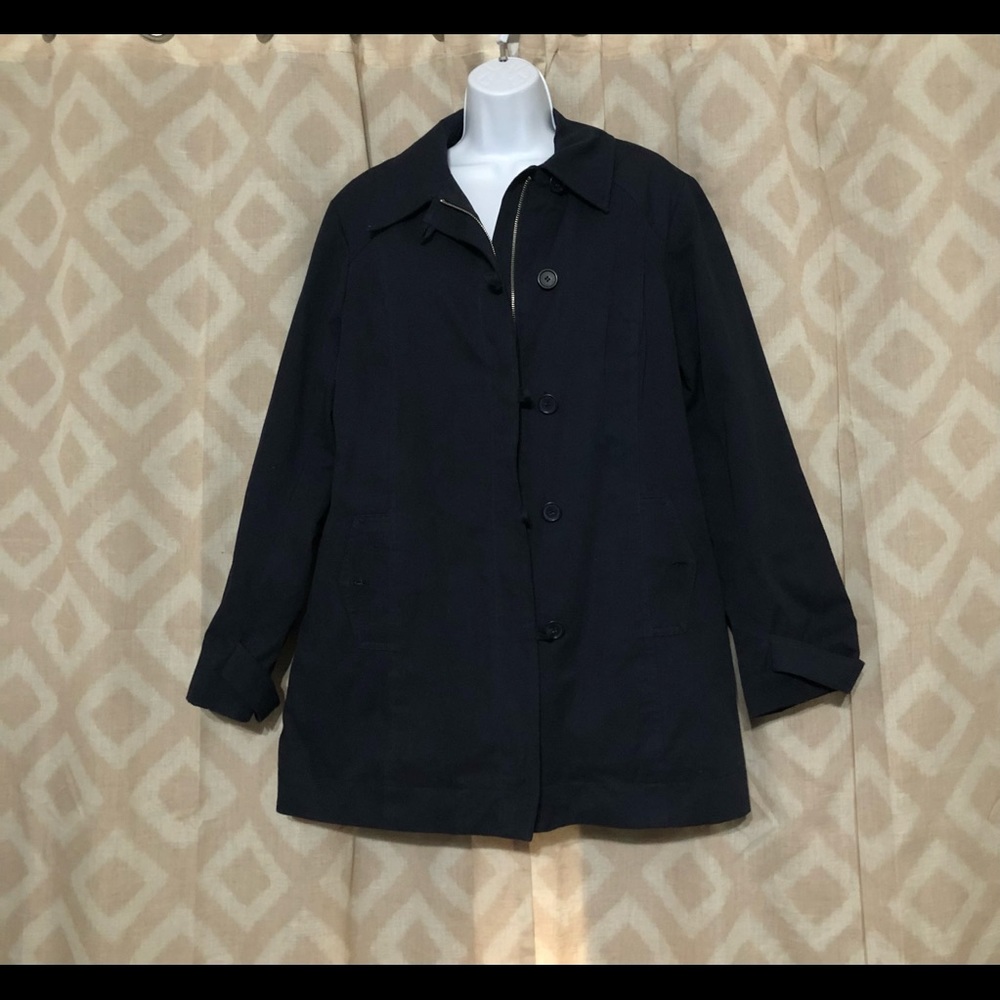 Navy quilted pea coat